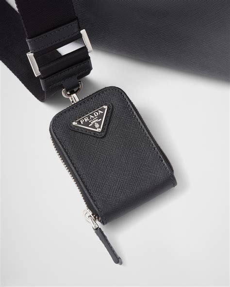 prada black saffiano handbag silver